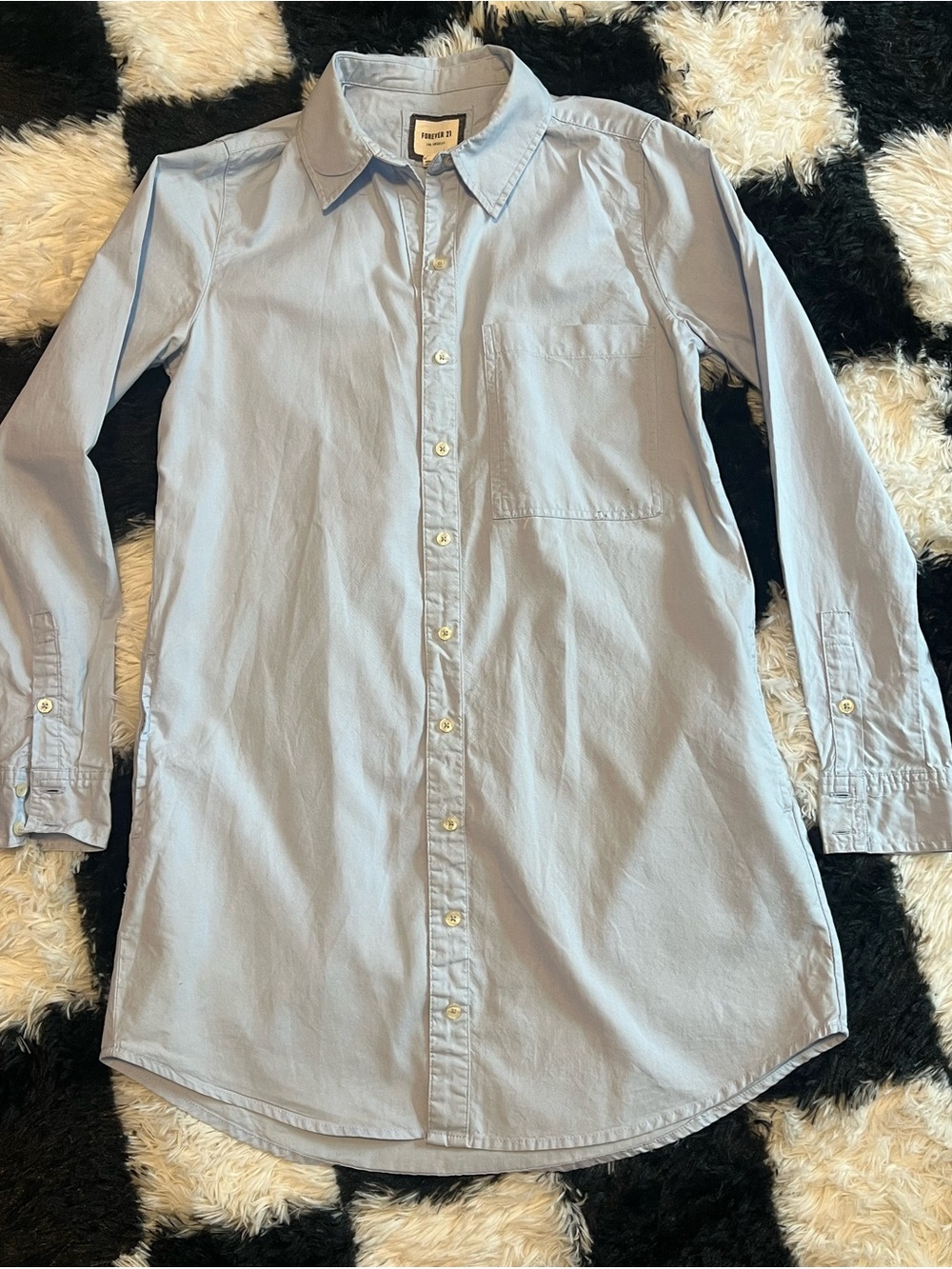 Forever 21 Light Blue Girls' Button-Down Shirt Dress with Pockets